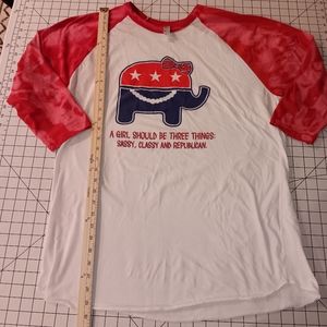 Vintage 50/50 Republican T-Shirt, XL, Red & White, Good Condition, Bleached Red